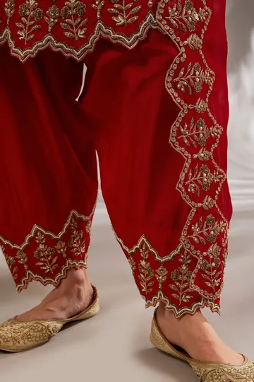 Anarkali in silk base with dori hand and machine embroidery. image 5