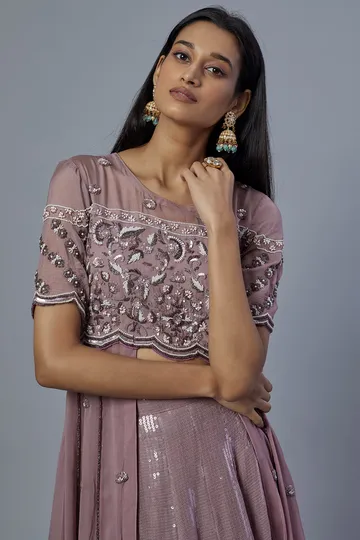 Blush Pink Embroidered Anarkali Set image 4