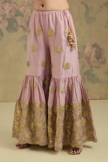 Chanderi Fabric Kurta And Gharara With Gota Embroidery image 4