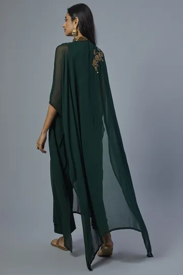 Emerald Green Embroidered Kaftan Set image 2