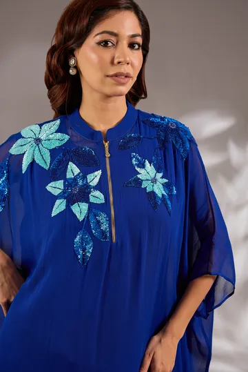 Kaftan in georgette base with sequins hand embroidery. image 5