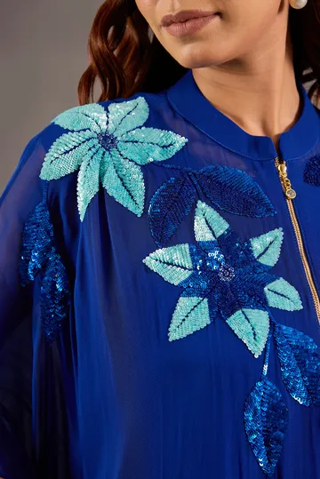 Kaftan in georgette base with sequins hand embroidery. image 6
