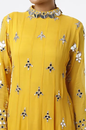 Mustard Embroidered Anarkali Set image 4