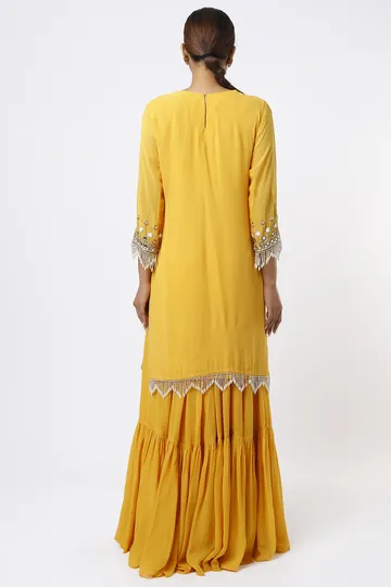Mustard Layered Skirt Set image 2