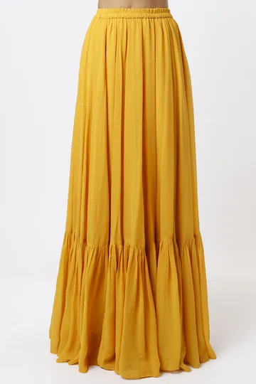 Mustard Layered Skirt Set image 3