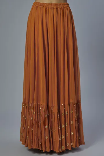 Orange Satin Silk Anarkali Set image 3