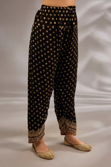 Short anarkali in silk base with dori hand embroidery. image 3