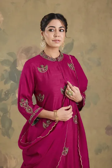 Silk Kurta Set With Handwork image 5
