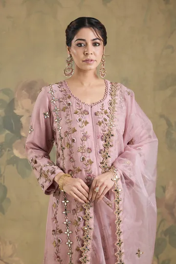 Silk Kurta With Banarasi Gharara With Handwork image 5