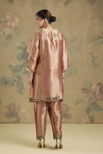 Tissue Kurta Set With Salwar With Handwork image 2