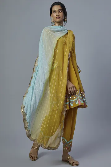 Yellow Georgette Anarkali Set