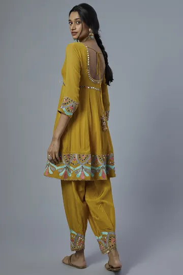 Yellow Georgette Anarkali Set image 2
